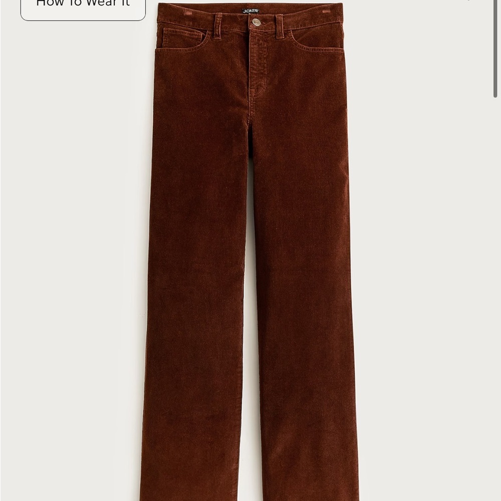 J Crew Slim wide leg pant corduroy High Rise French Press Brown Ankle Sz 25 NEW